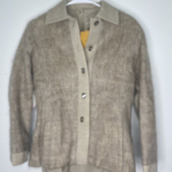Vintage 1970’s Abe Schrader Wool Dress Suit Mohair Jacket Tan Belted NEW midi - Picture 5 of 10